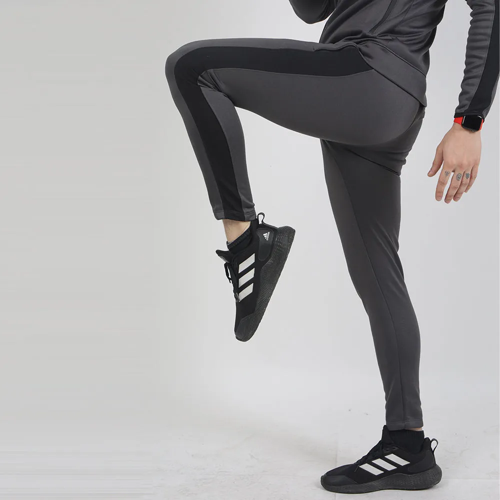 Charcoal Poly Fleece Bottoms With Black Panel