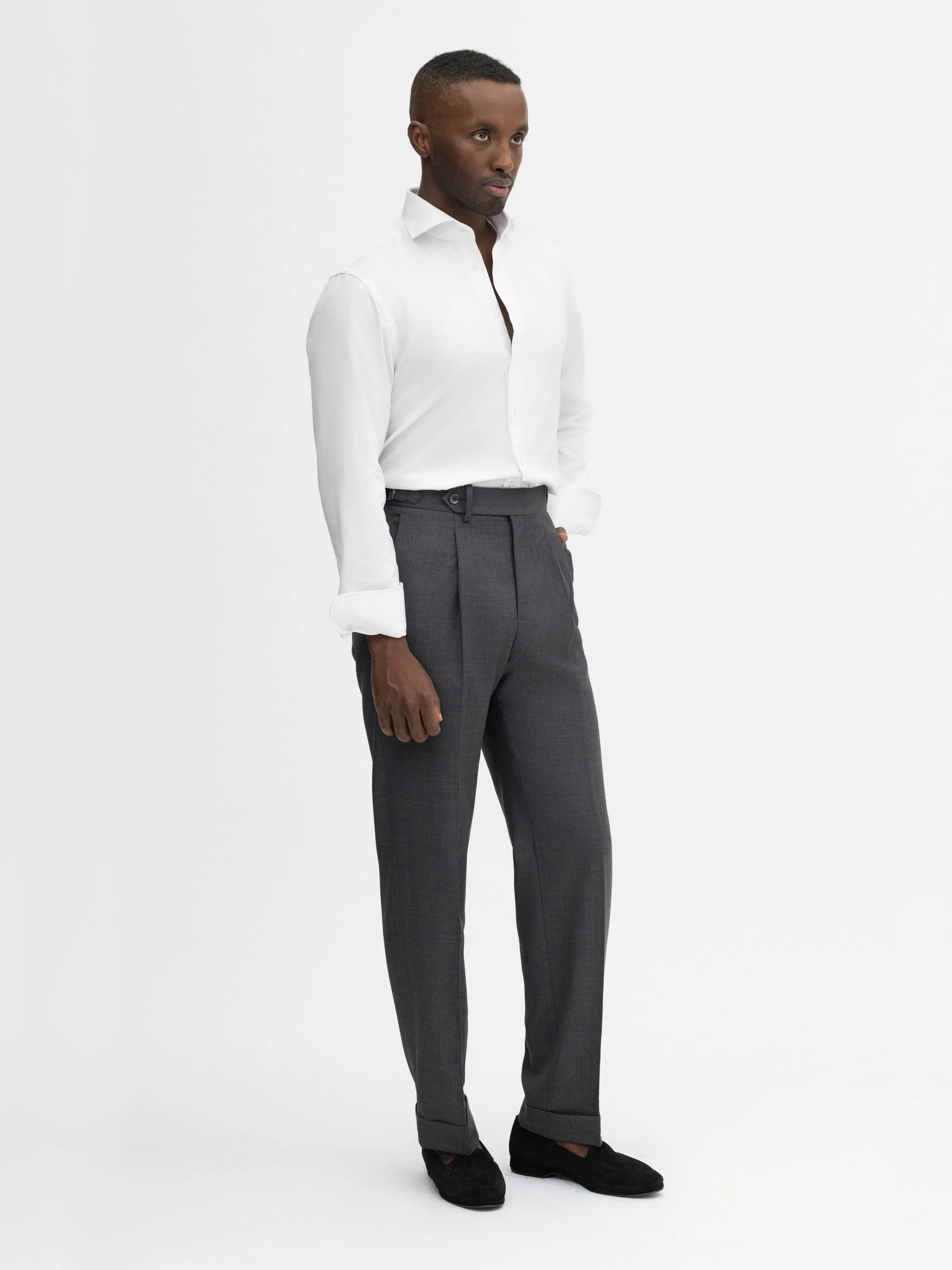 Charcoal S130 Wool Oscar Trousers