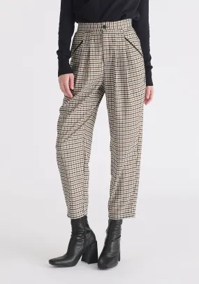 Check Trousers with Piping Details