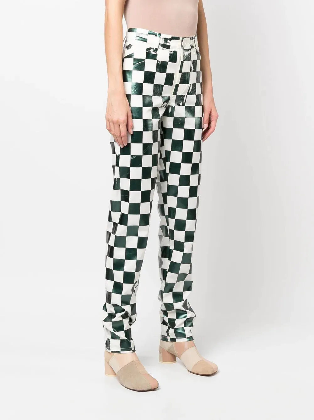 CHECKERBOARD PRINT TROUSERS