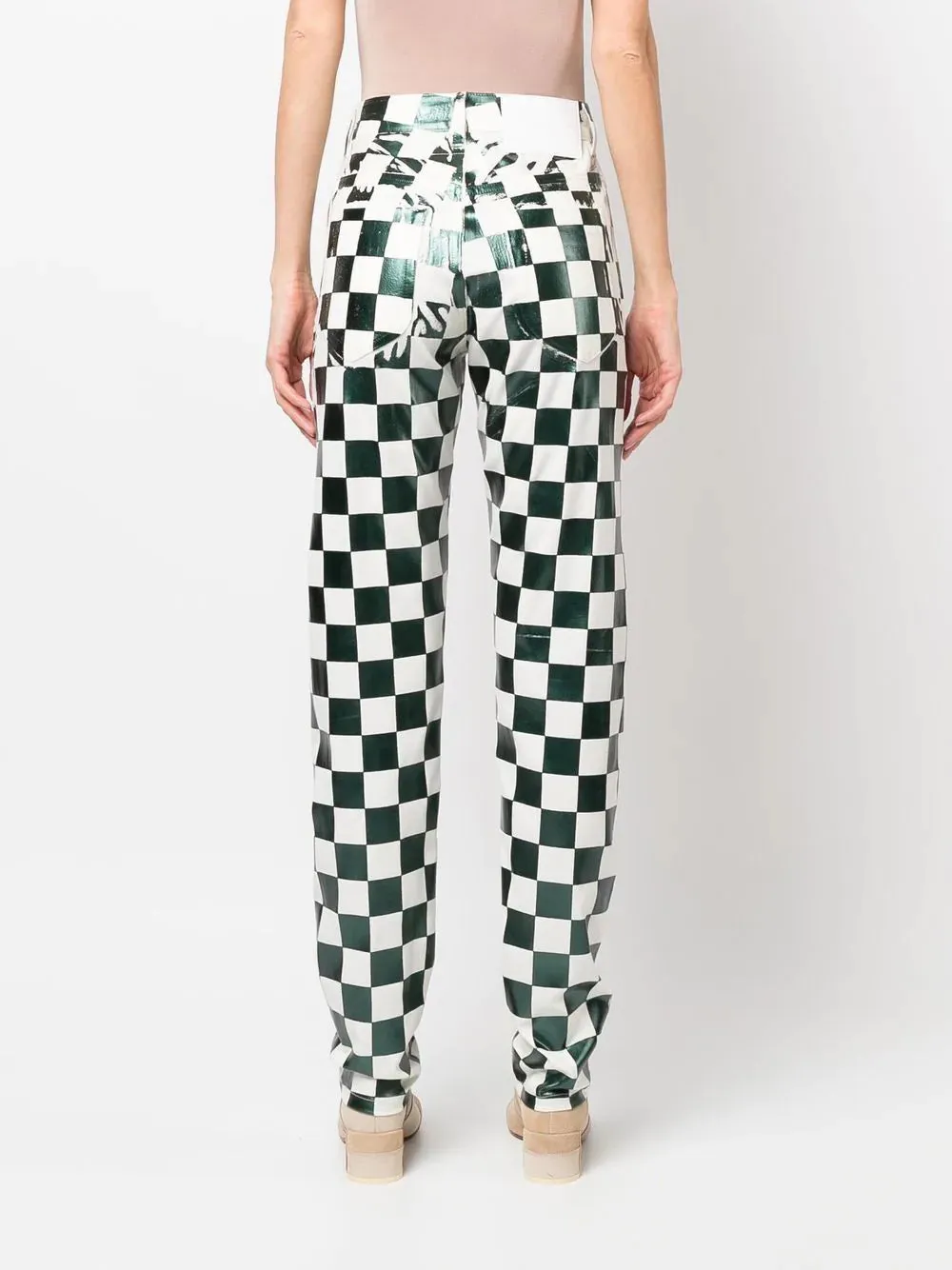 CHECKERBOARD PRINT TROUSERS