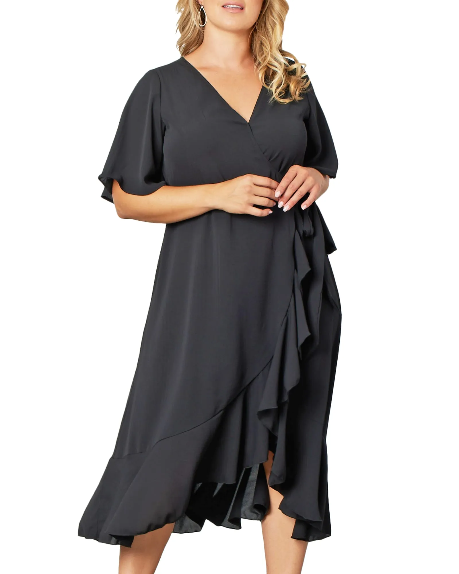 Chloe Crepe Wrap Dress | BLACK NOIR