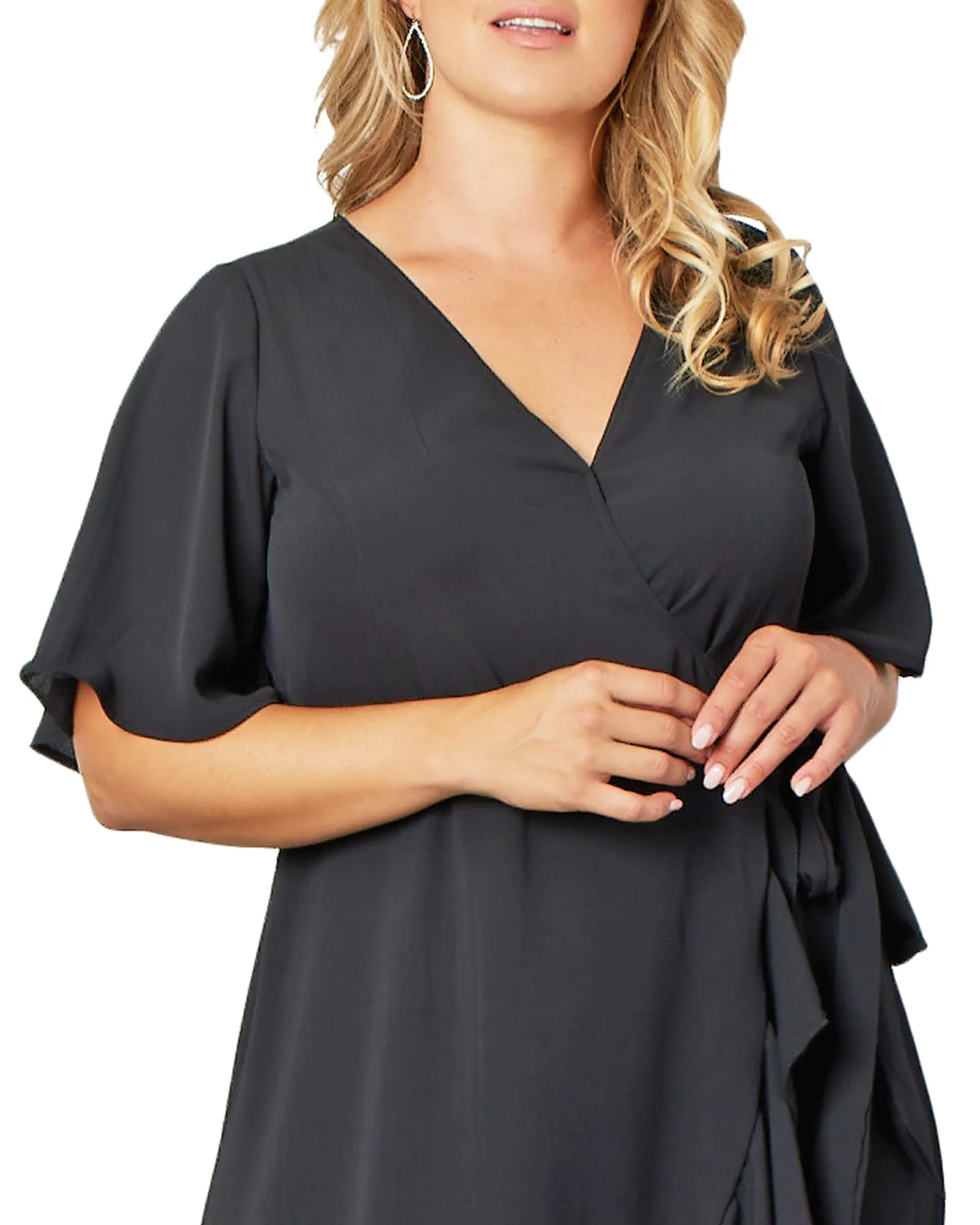 Chloe Crepe Wrap Dress | BLACK NOIR