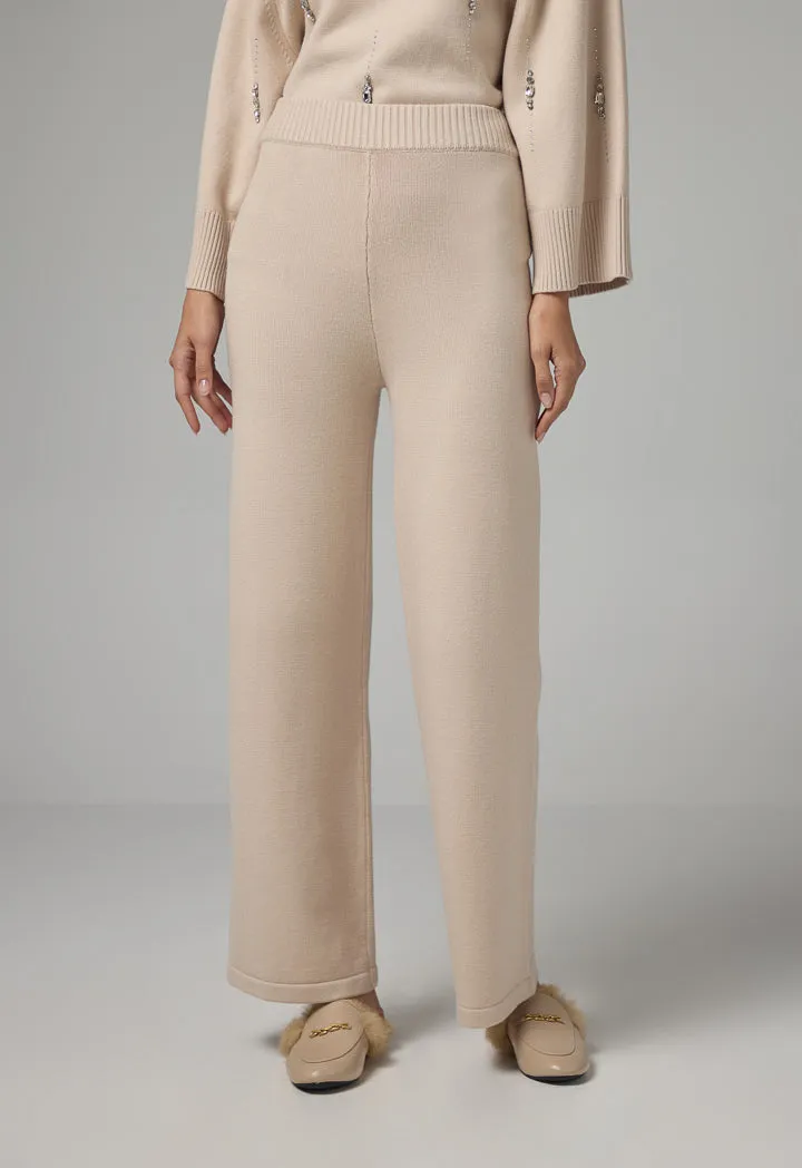 Choice Knitted Elasticated Waist Trousers Beige