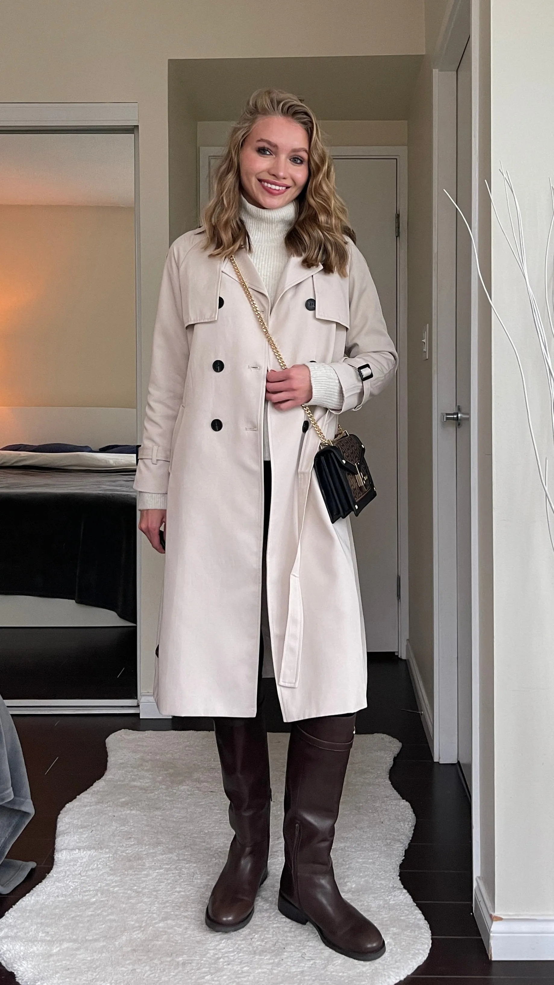 Classic Luxury Trench Coat - Porcelain