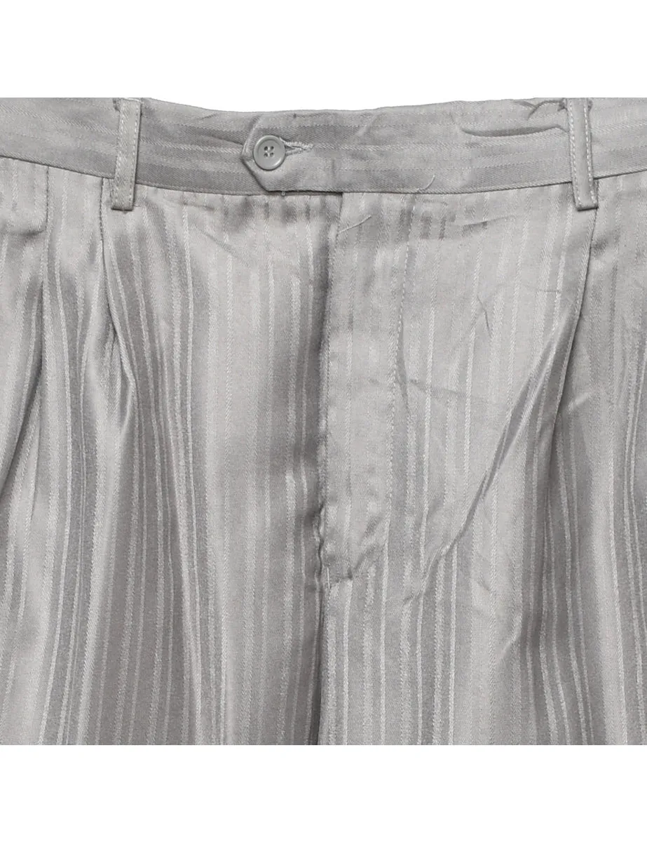 Classic Silver Striped Trousers - W34 L32