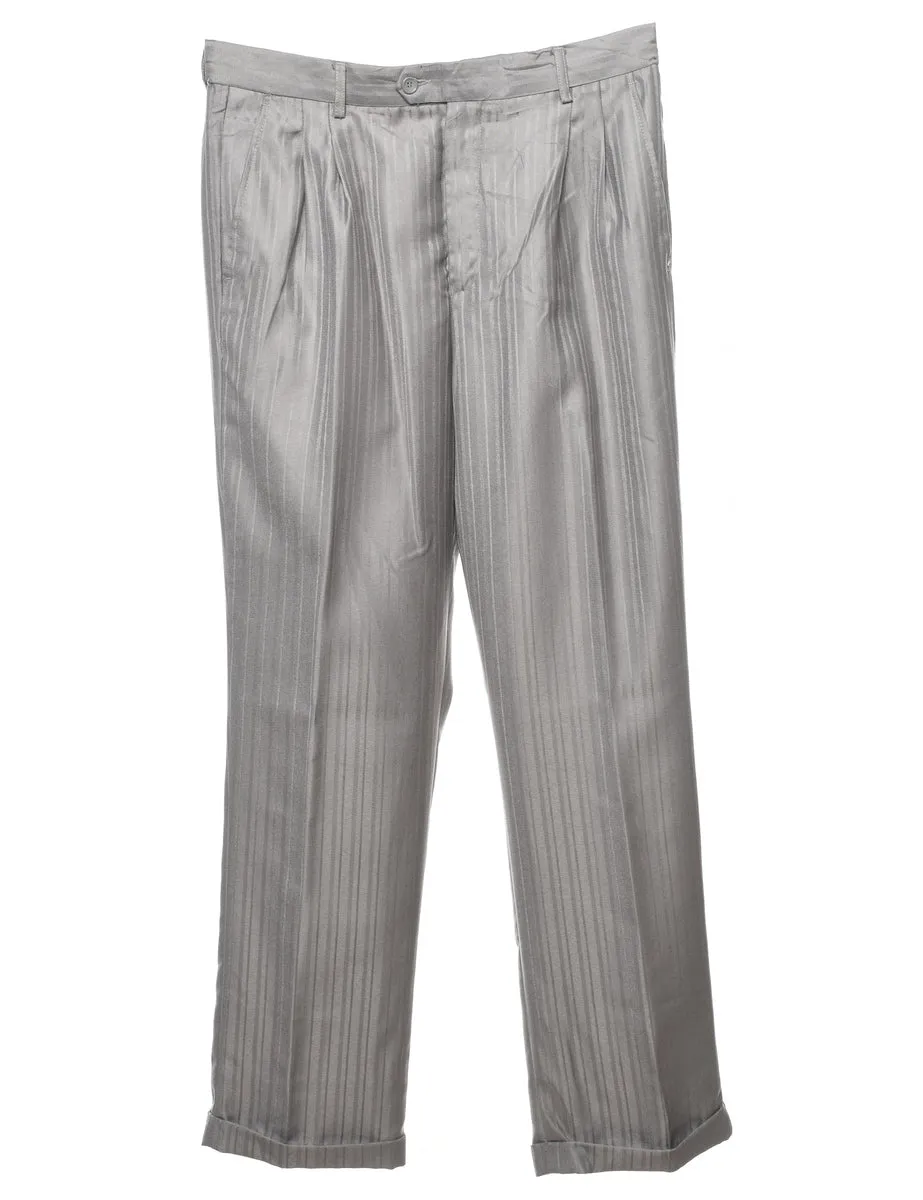 Classic Silver Striped Trousers - W34 L32