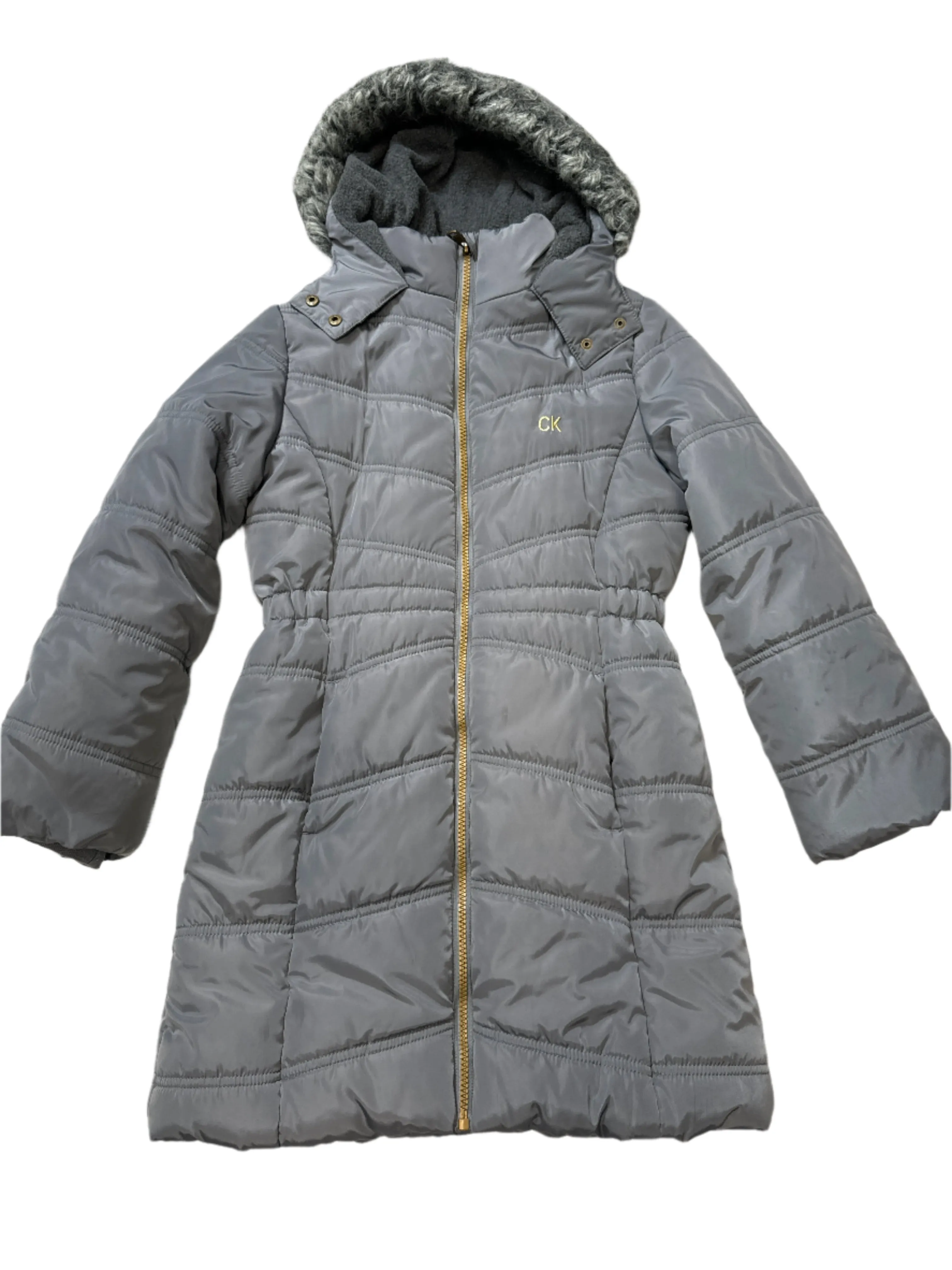 Coat Puffer & Quilted By Calvin Klein In Grey, Size: M