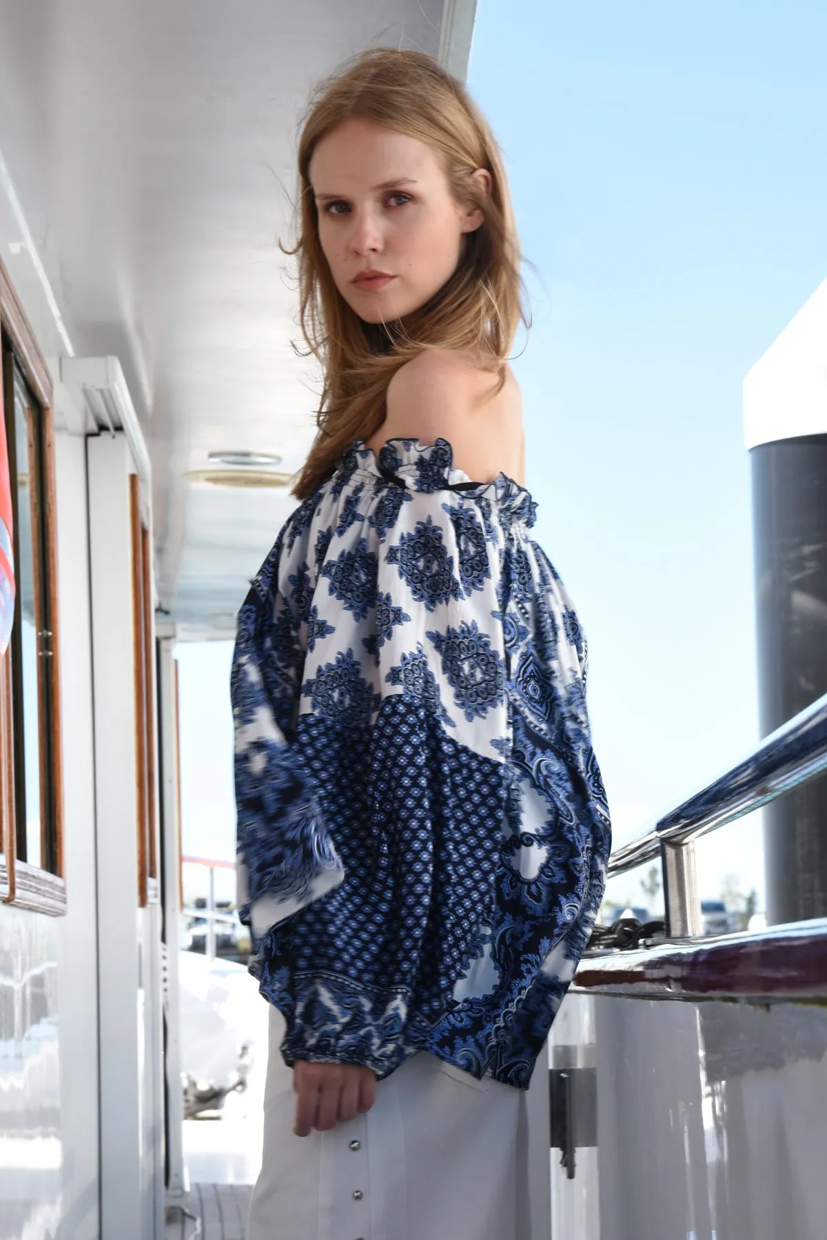 COOPER | TO THE MOON AND BACK TOP | NAVY PAISLEY