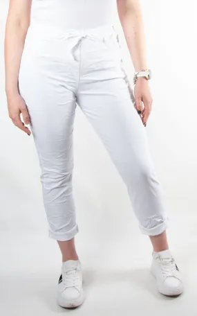 Crinkle Magic Joggers | White