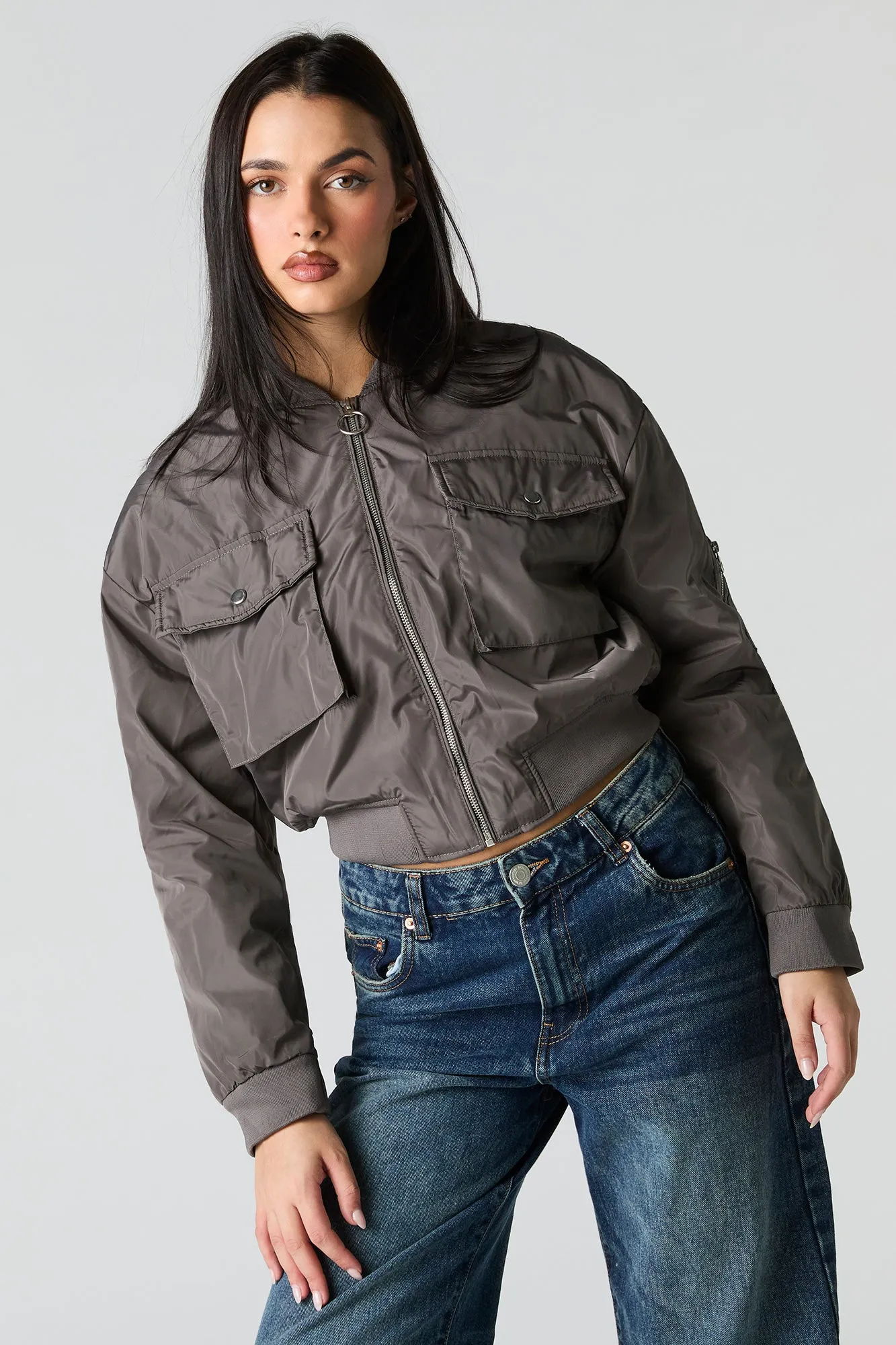 Cropped Bomber Jacket