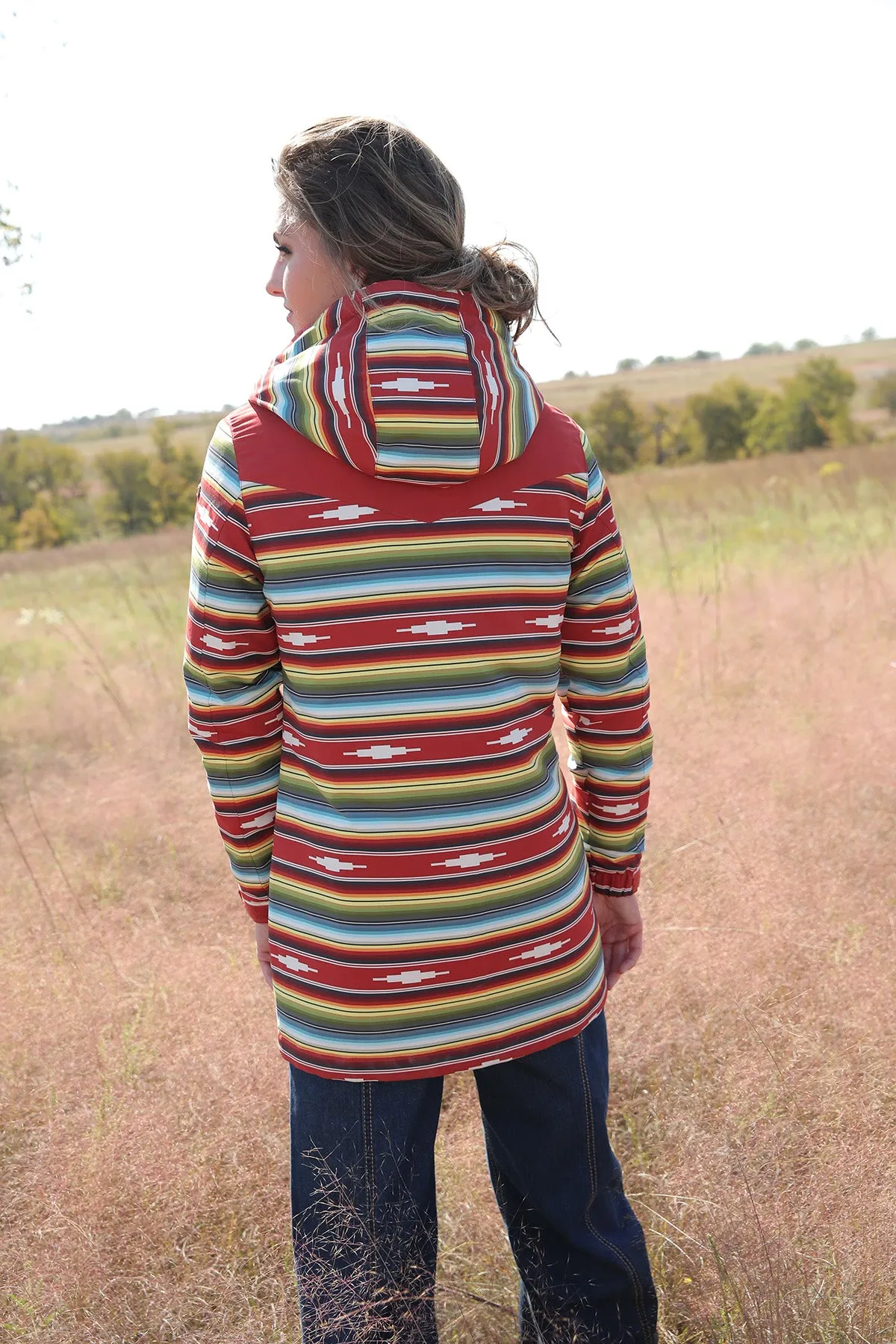 Cruel Girl Blanket Serape Stripe Hooded Jacket