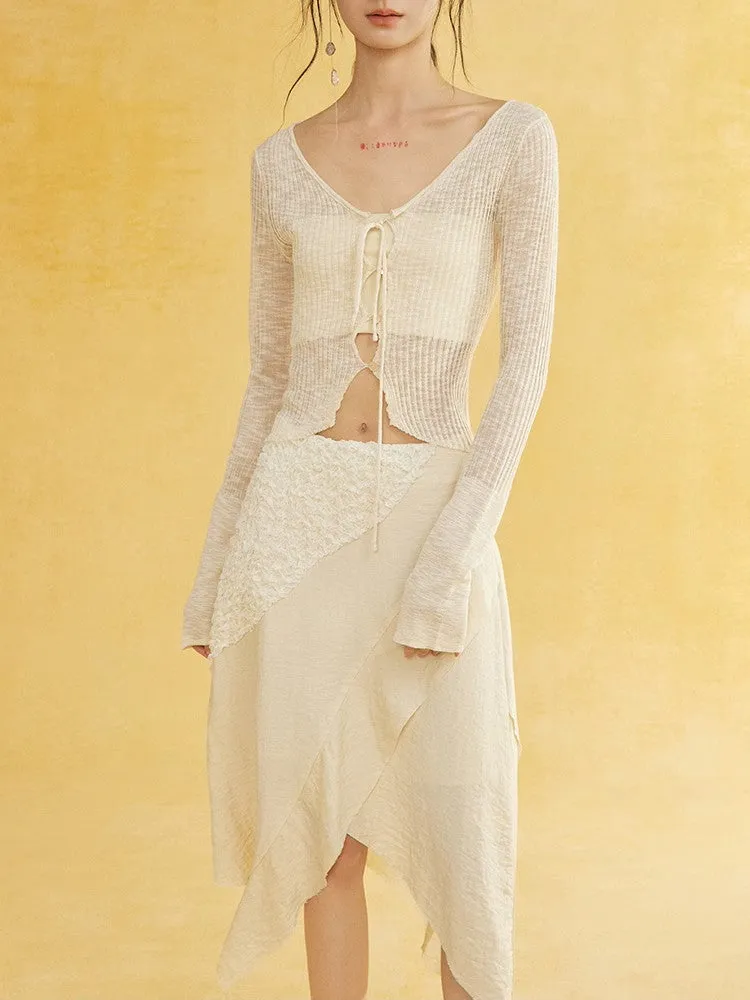 Crumply Asymmetry Nichi Long Natural Skirt