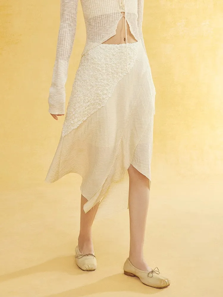 Crumply Asymmetry Nichi Long Natural Skirt