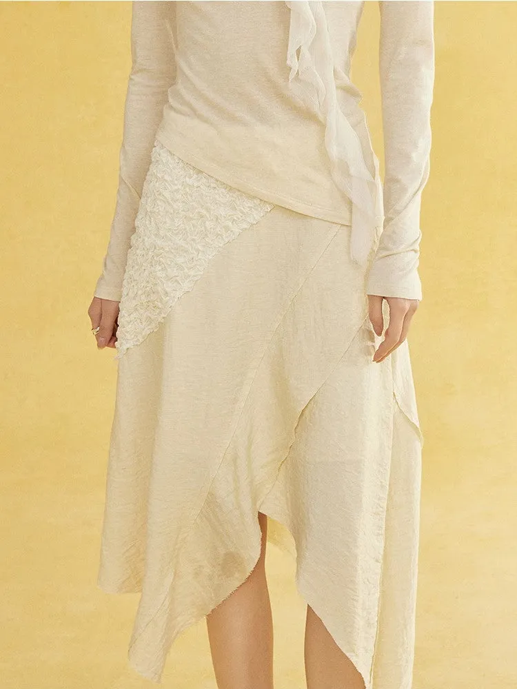 Crumply Asymmetry Nichi Long Natural Skirt