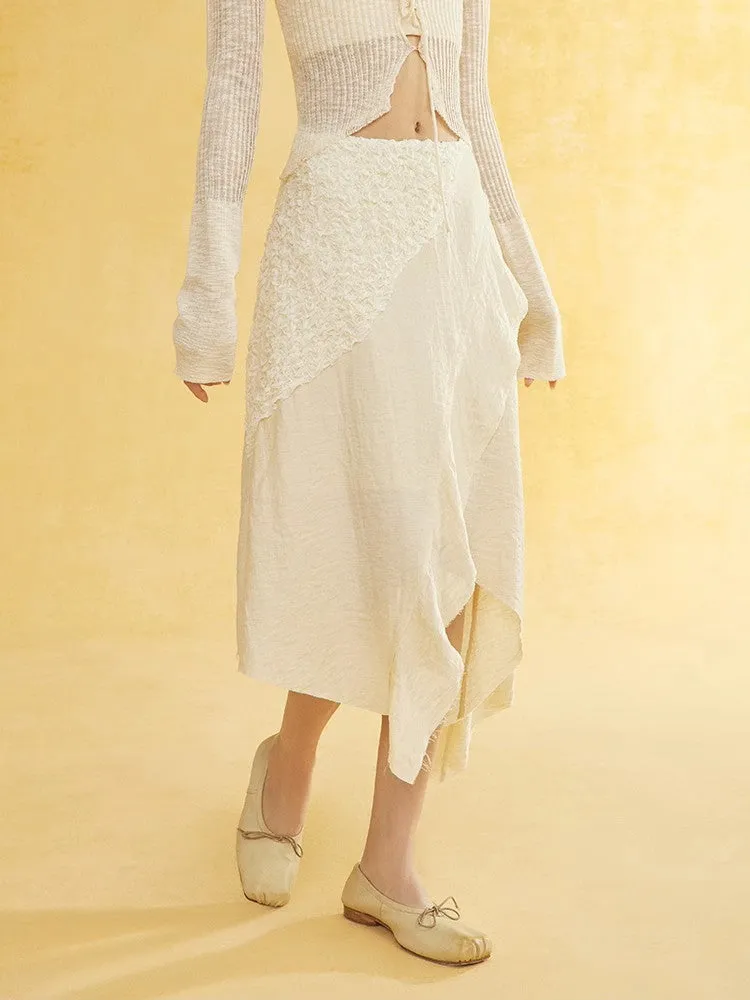 Crumply Asymmetry Nichi Long Natural Skirt