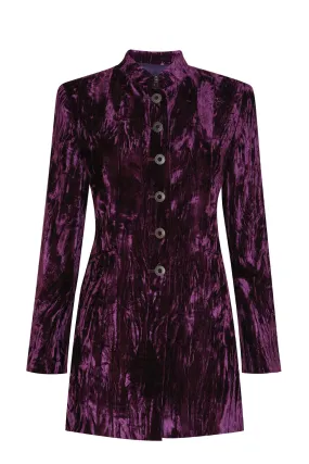 Crushed Velvet Jacket in Aubergine - Zoe