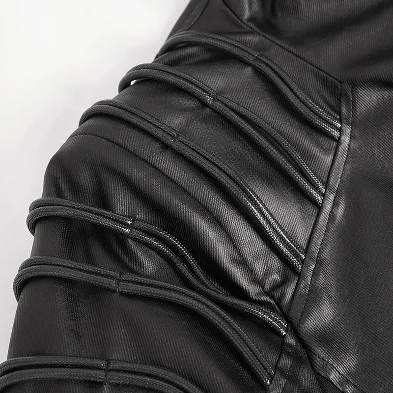 CT217 Dark punk hooded imitation leather men's jacket