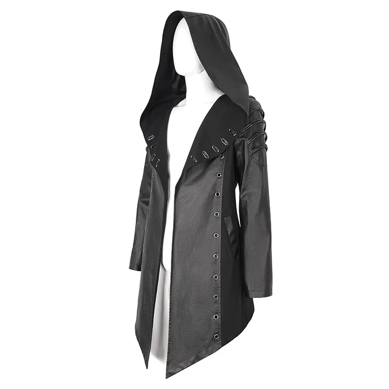 CT217 Dark punk hooded imitation leather men's jacket