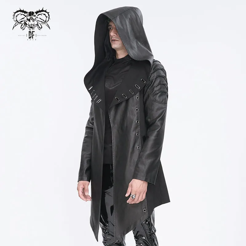 CT217 Dark punk hooded imitation leather men's jacket