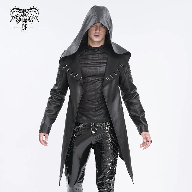 CT217 Dark punk hooded imitation leather men's jacket