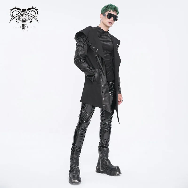 CT217 Dark punk hooded imitation leather men's jacket