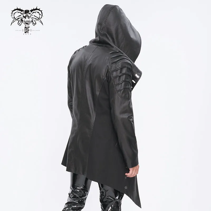 CT217 Dark punk hooded imitation leather men's jacket