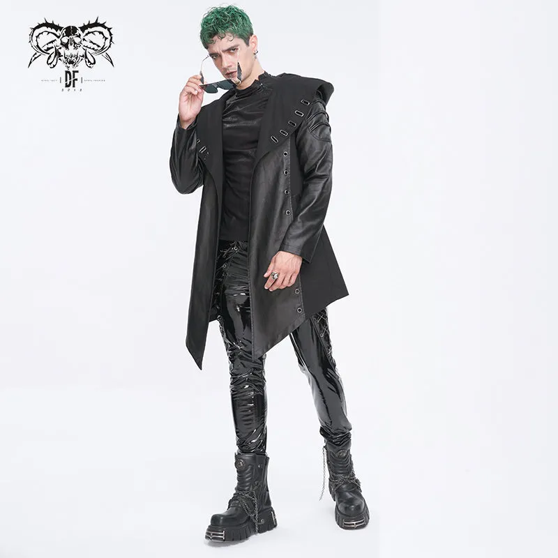 CT217 Dark punk hooded imitation leather men's jacket