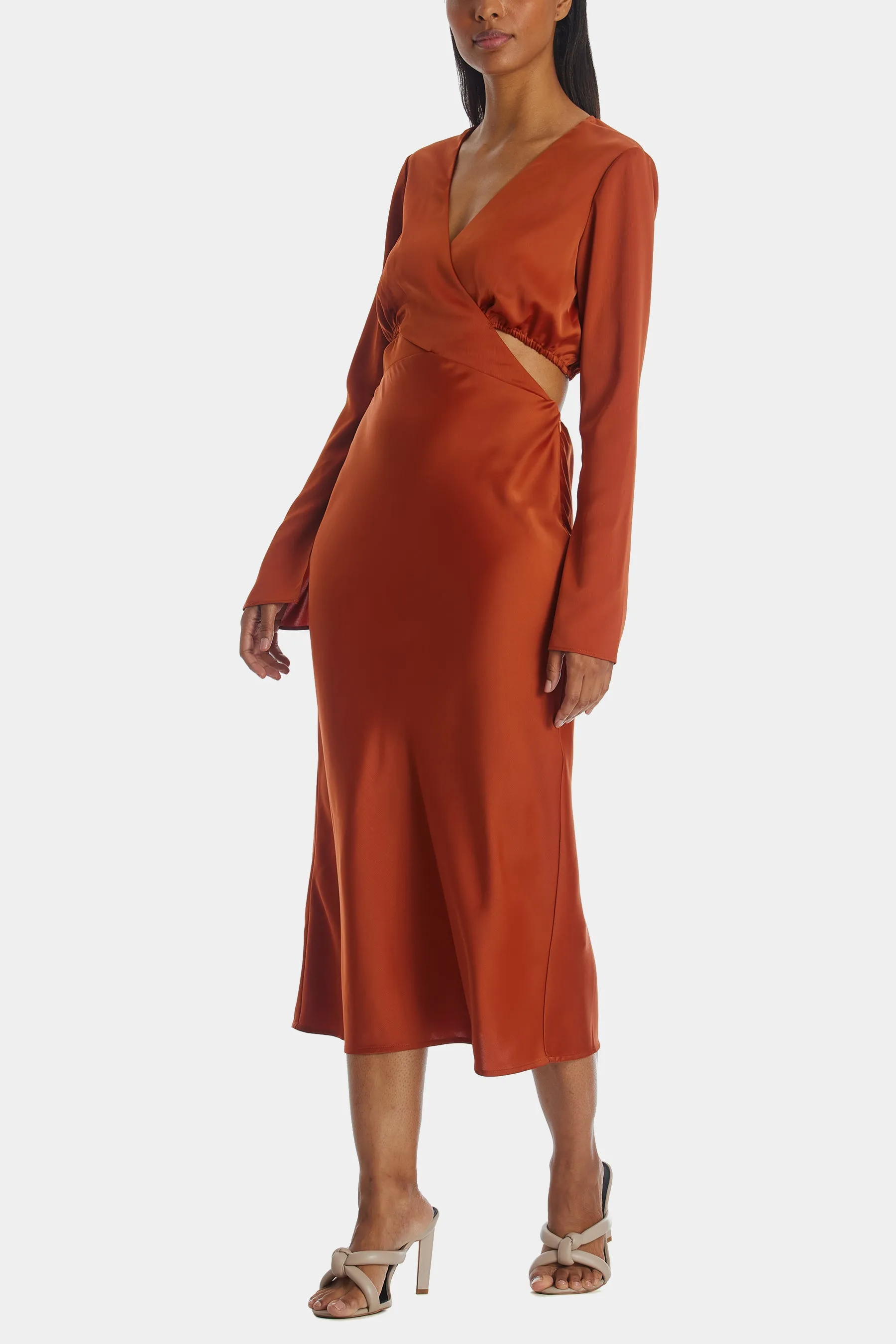 Cut-Out Wrap Midi Dress