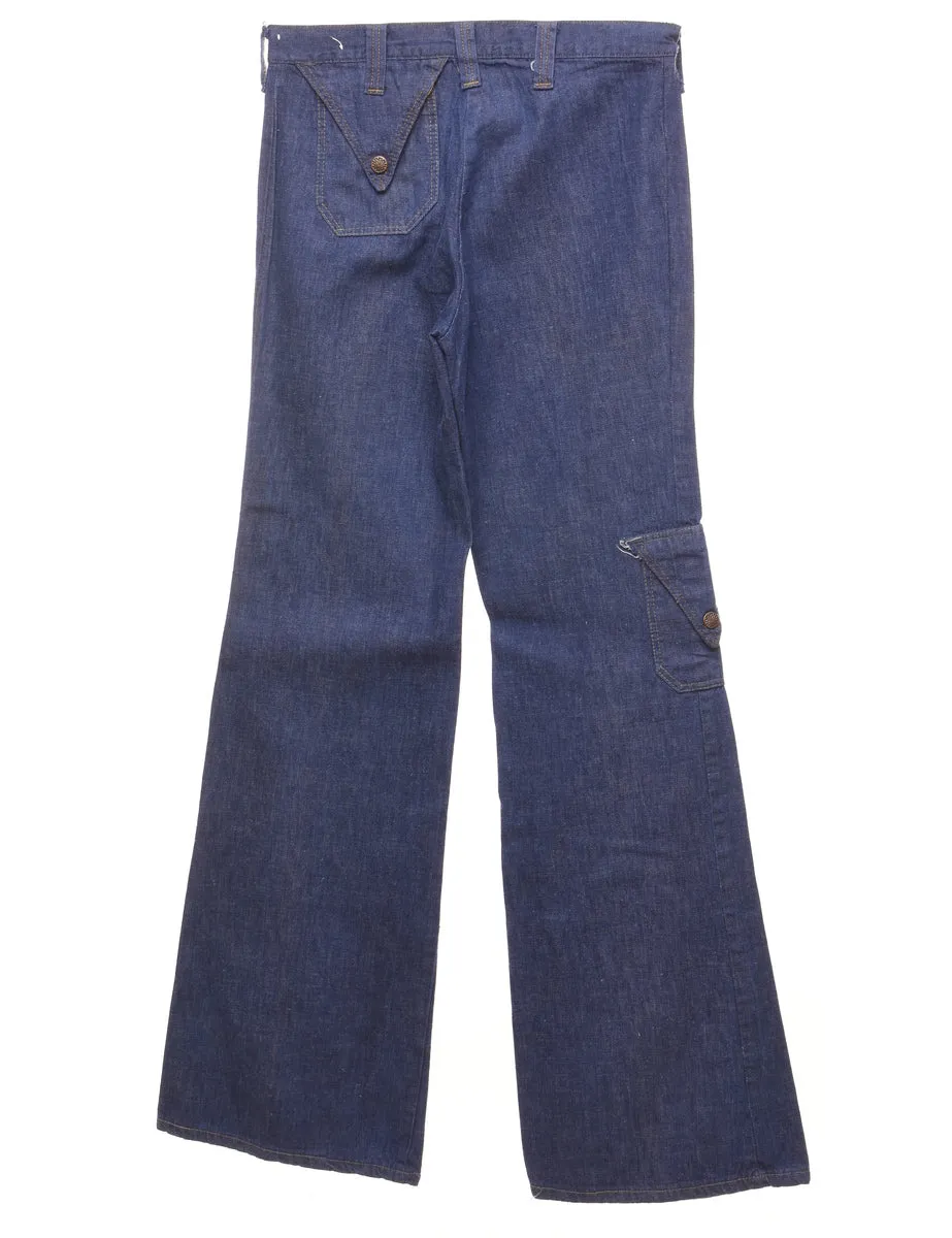 Dark Wash Flared Y2K Cargo Jeans - W29 L34