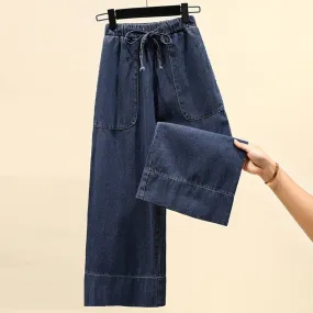 Denim Straight Leg Pants Trousers