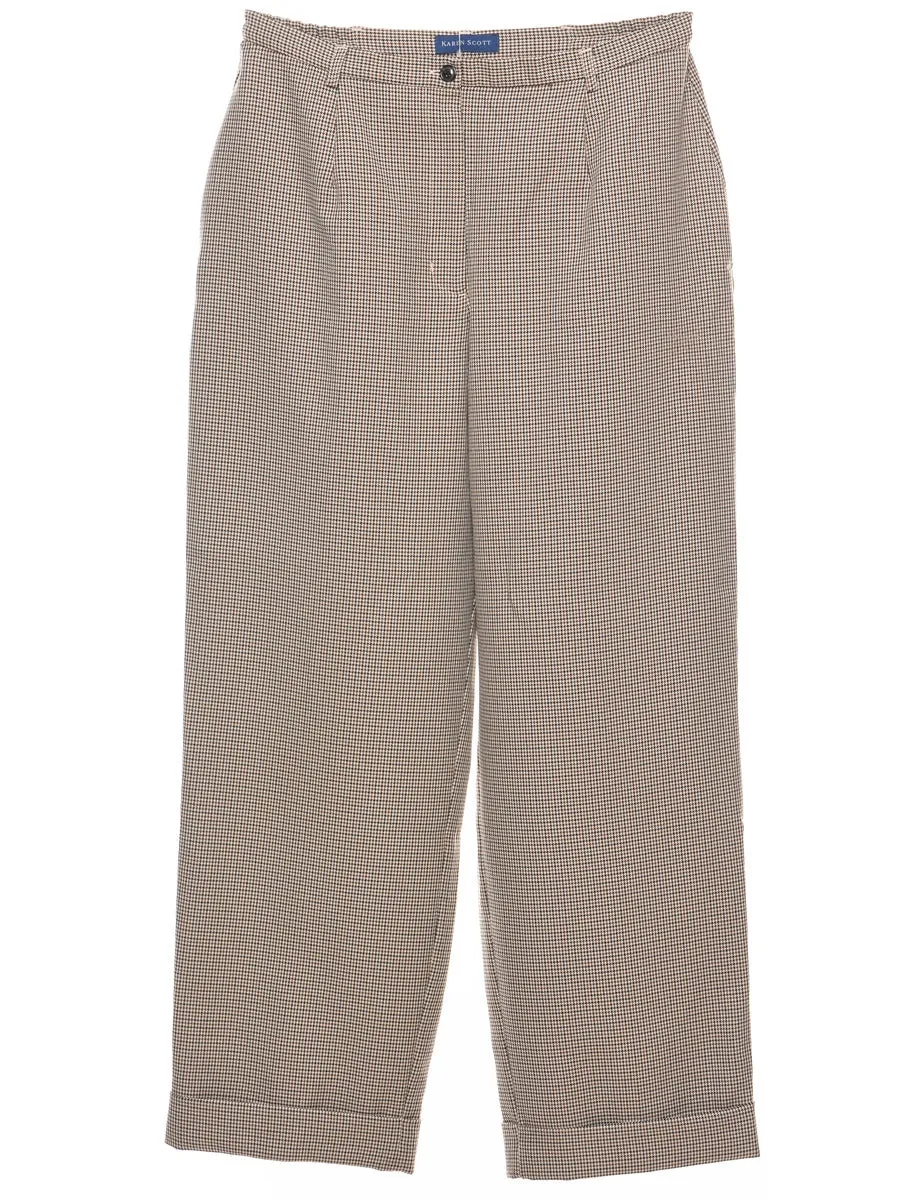 Dogtooth Light Brown & Off-White Trousers - W30 L29