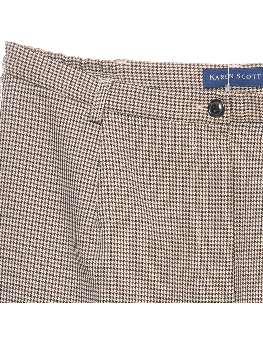 Dogtooth Light Brown & Off-White Trousers - W30 L29