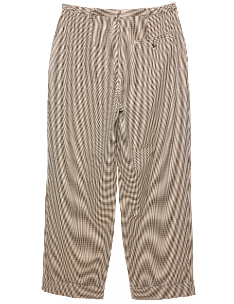 Dogtooth Light Brown & Off-White Trousers - W30 L29