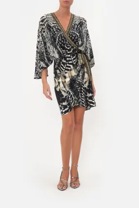 DRAPED FRONT WRAP DRESS NIGHT OWL