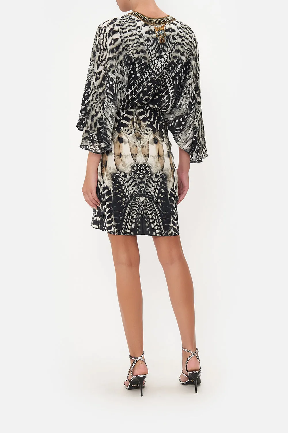 DRAPED FRONT WRAP DRESS NIGHT OWL