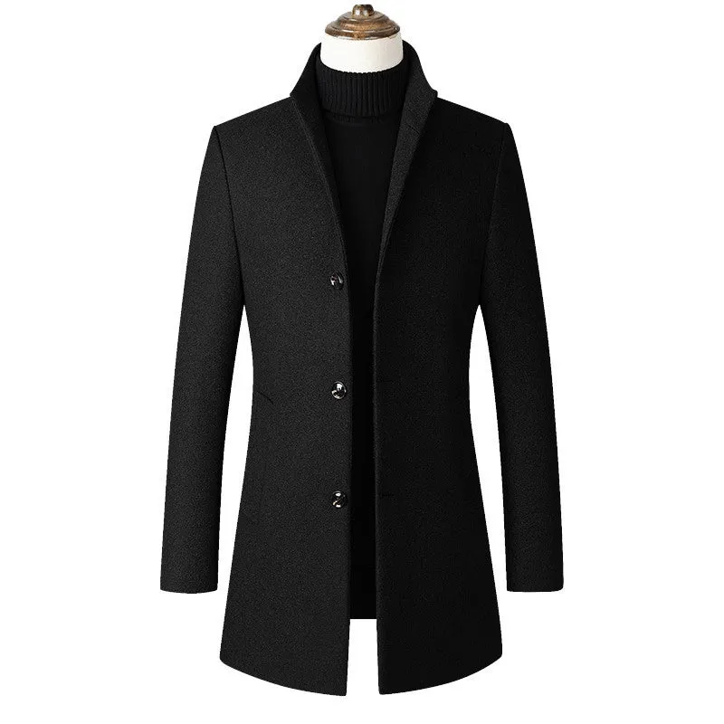 Dtand-collar Woolen Trench Coat