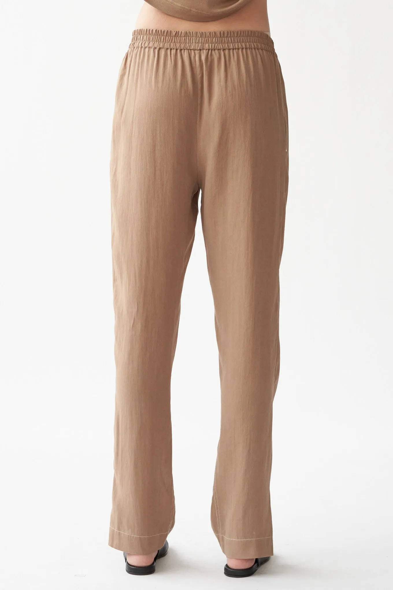 ELI SLIT PANTS - TOBACCO - RECYCLED SILK/TENCEL