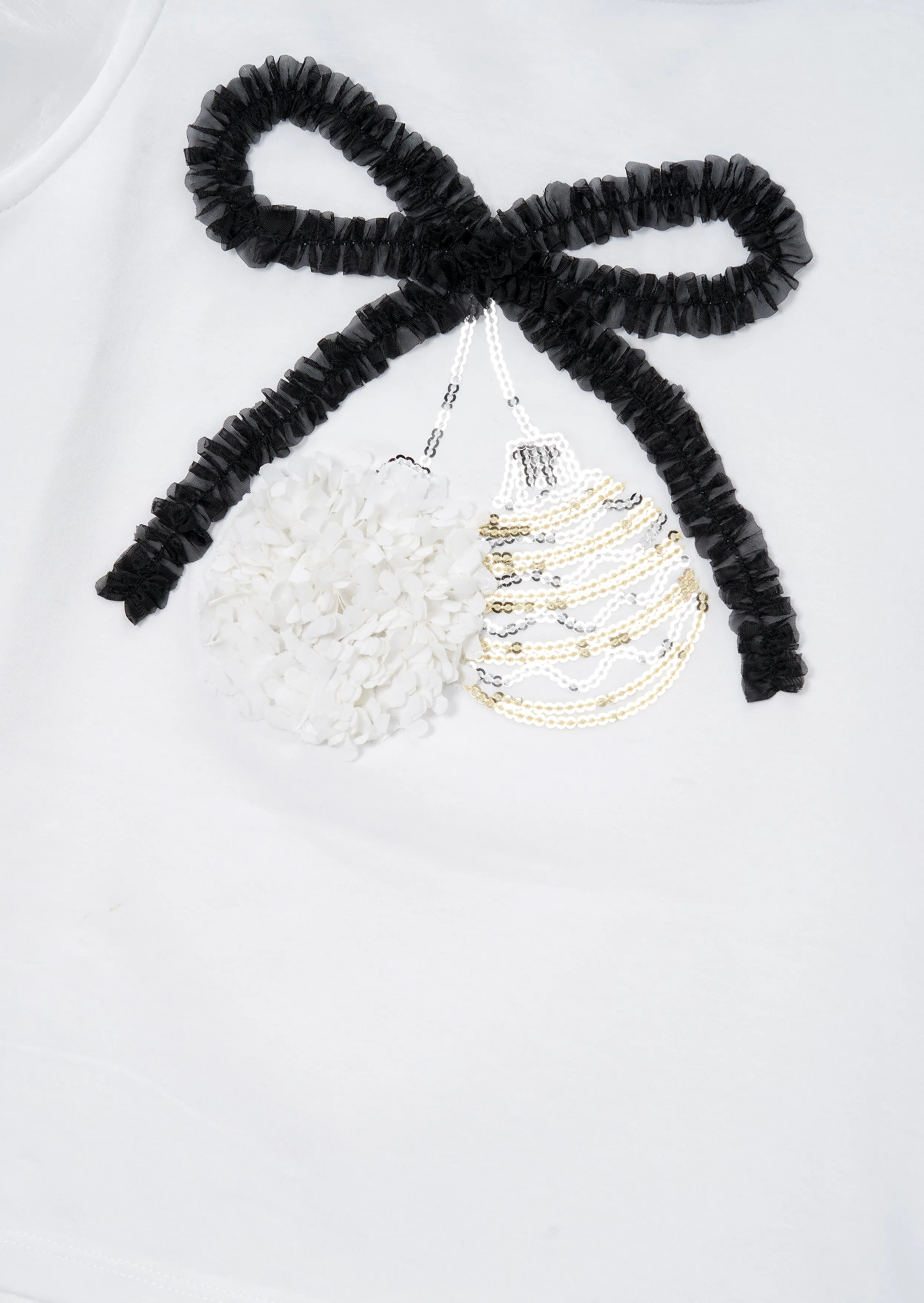 Elodie White Sequin Bauble T Shirt