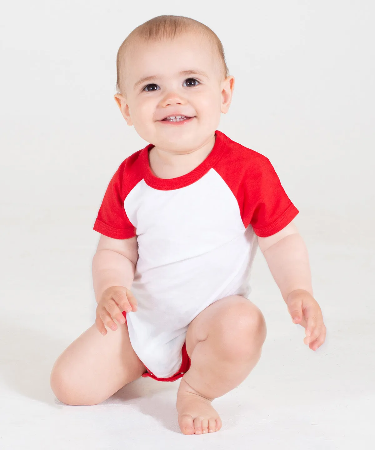 Essential short-sleeved baseball bodysuit | White/Red