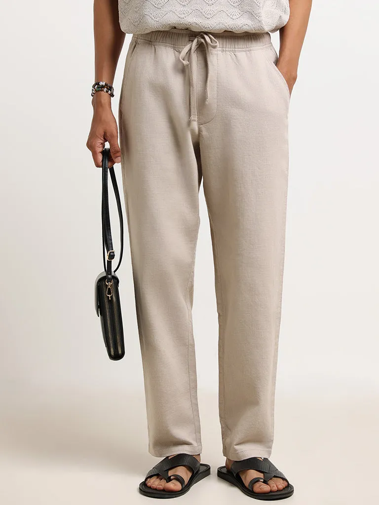 ETA Beige Mid-Rise Cotton Relaxed Fit Chinos