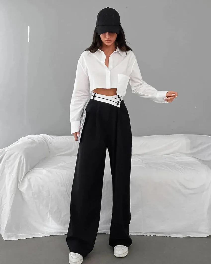 Everyday - High waisted trousers with band detail