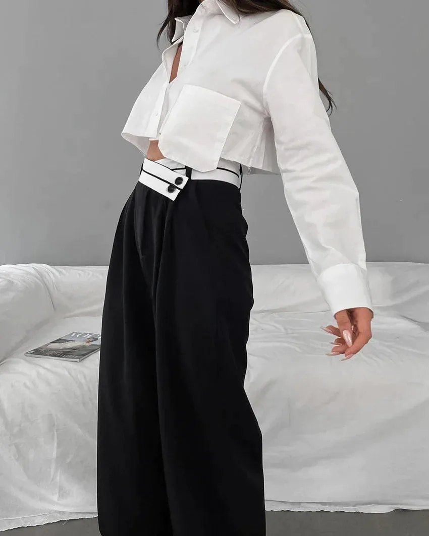 Everyday - High waisted trousers with band detail