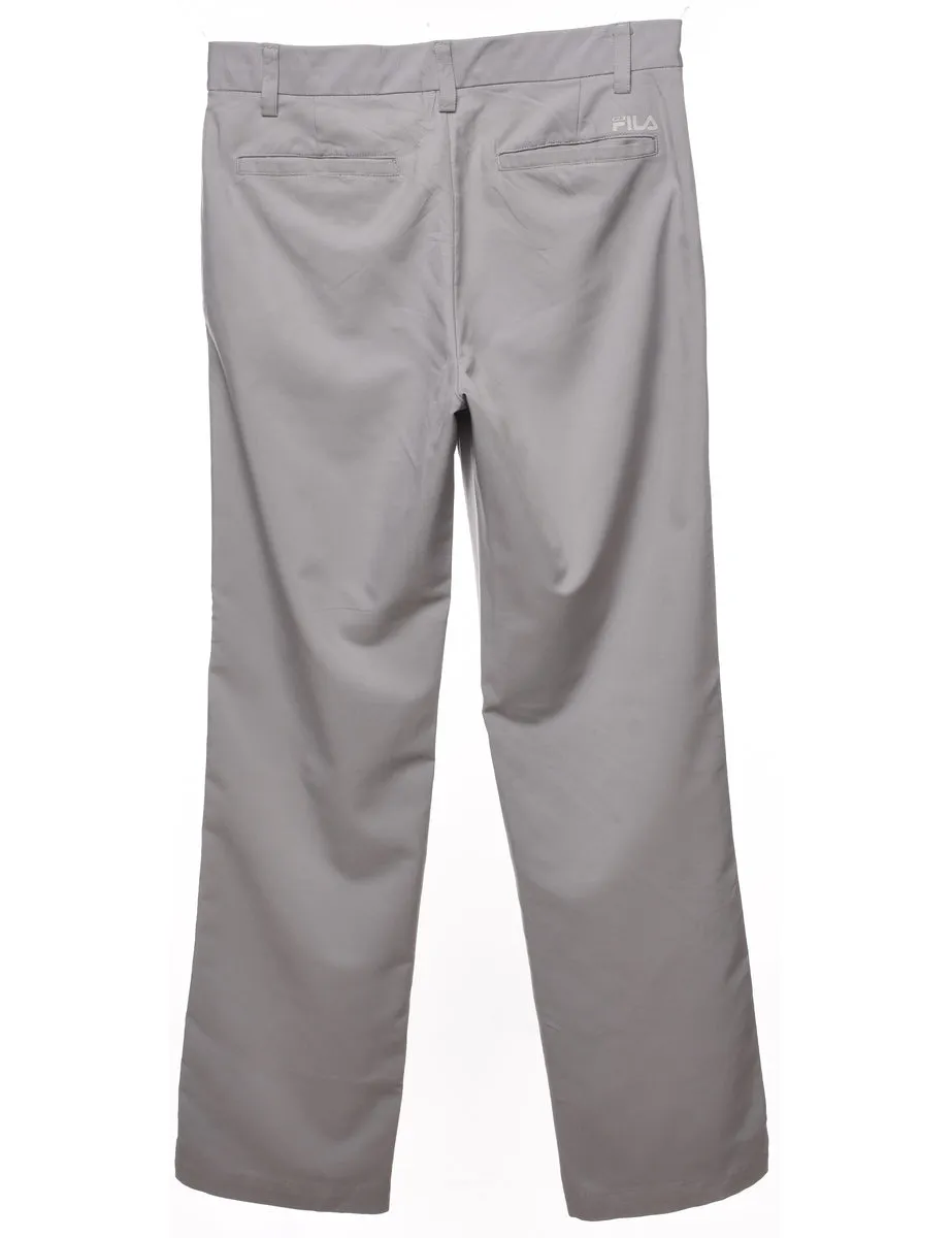 Fila Light Grey Straight-Fit Trousers - W30 L31