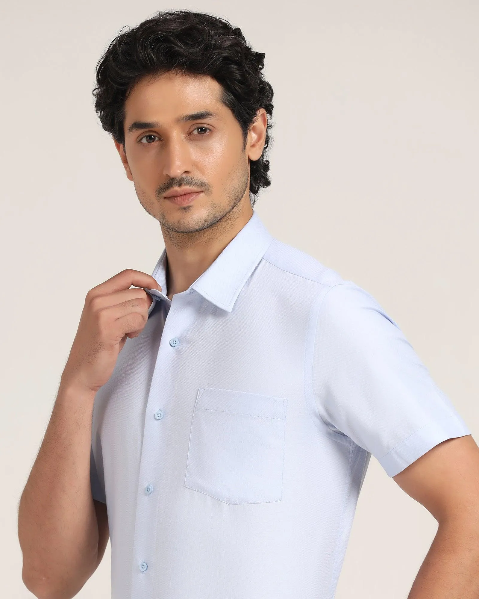 Formal Half Sleeve Blue Solid Shirt - Beetle