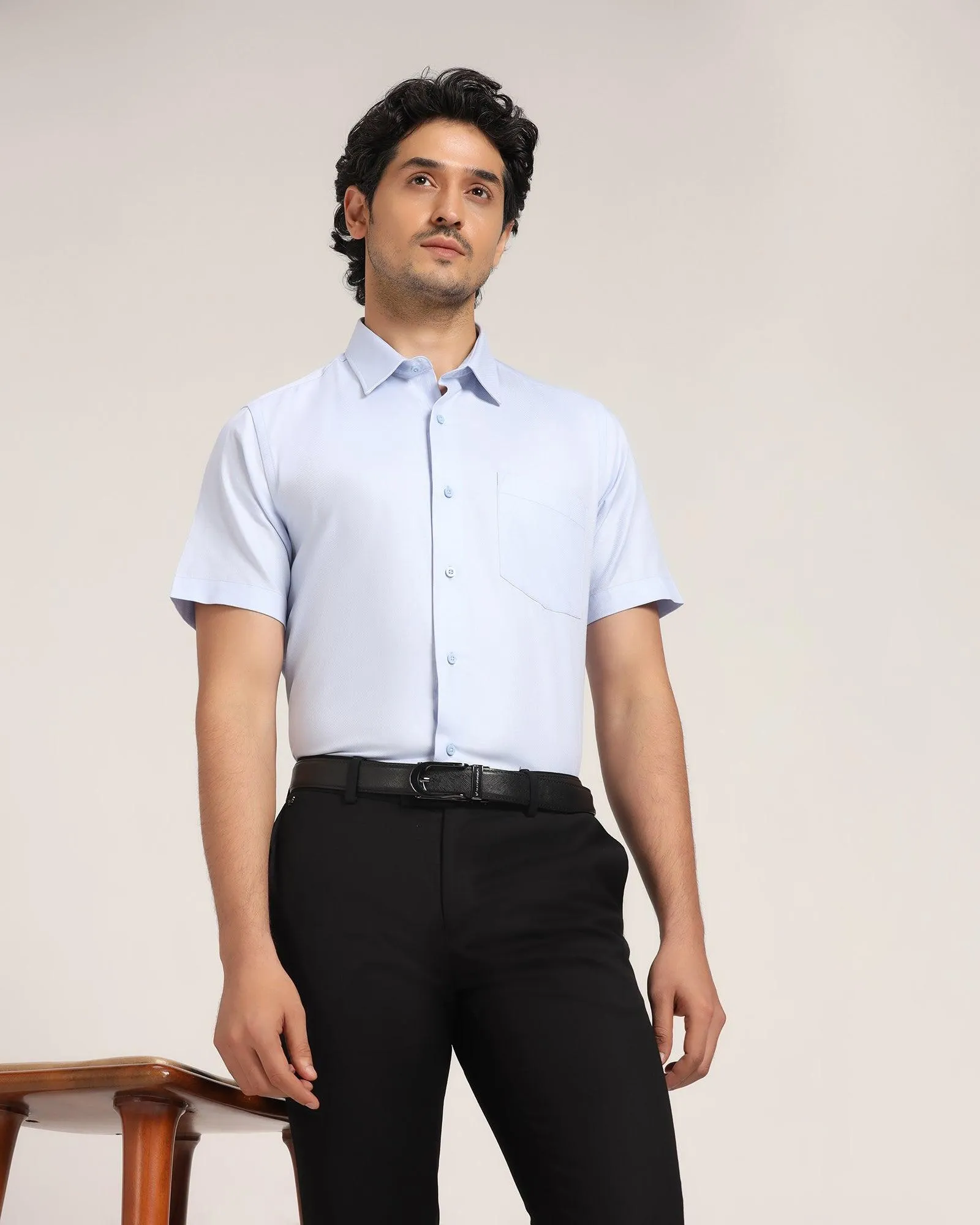 Formal Half Sleeve Blue Solid Shirt - Beetle