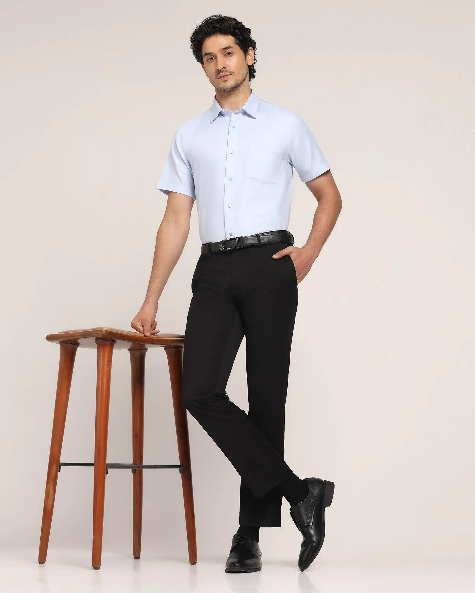 Formal Half Sleeve Blue Solid Shirt - Beetle