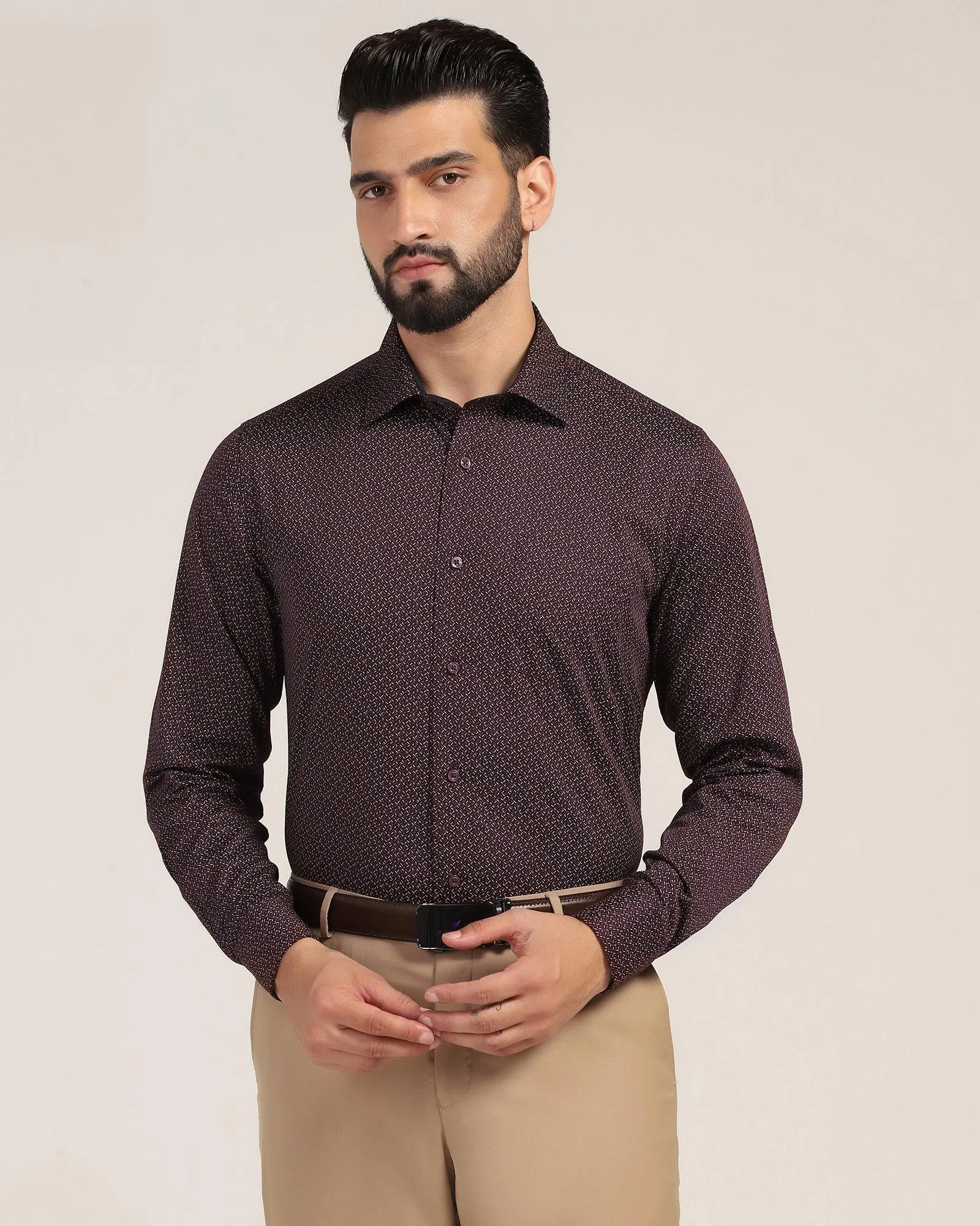 Formal Maroon Printed Shirt - Grotto