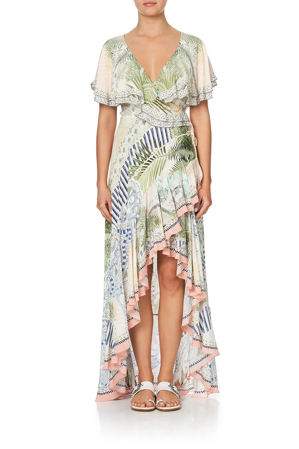 FRILL SLEEVE LONG DRESS BEACH SHACK