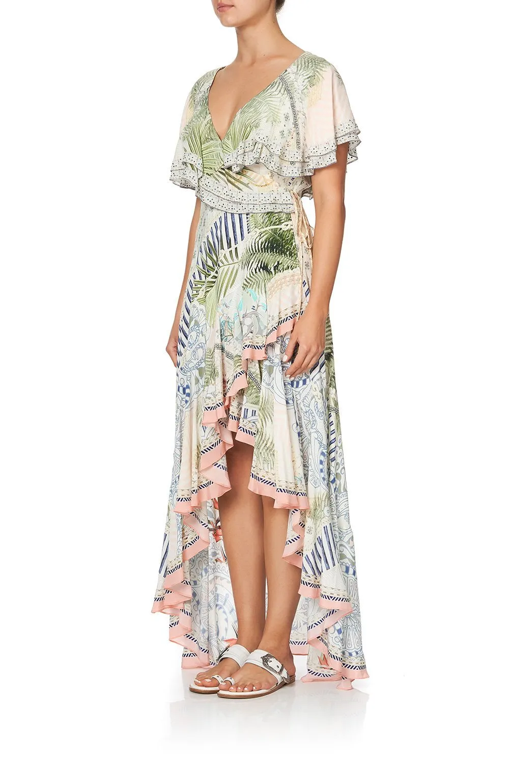 FRILL SLEEVE LONG DRESS BEACH SHACK